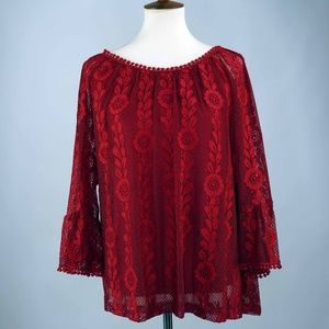 GNW Womens' Size XL Red Lacy Glamorous Tunic